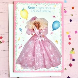 Vintage Barbie Paper Doll Birthday Card Cutout Outfits 1991 by Gibson Cards